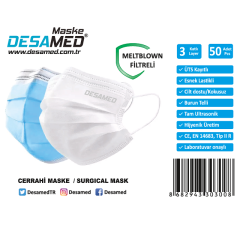 Desamed Maske 3 Katlı Meltblown Filtreli 50 Adet (ÜTS Kayıtlı)