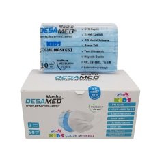Desamed Çocuk Maske 3 Katlı Meltblown Filtreli 50 Adet (ÜTS Kayıtlı) Mavi - Tek Kutu