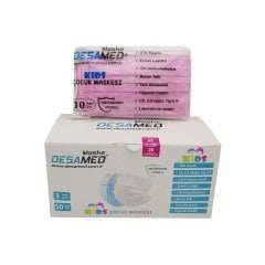 Desamed Çocuk Maske 3 Katlı Meltblown Filtreli 50 Adet (ÜTS Kayıtlı) Pembe - Tek Kutu