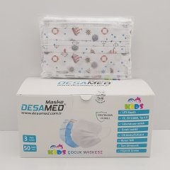 Desamed Çocuk Maske 3 Katlı Meltblown Filtreli 50 Adet (ÜTS Kayıtlı) Beyaz Gemi - Tek Kutu